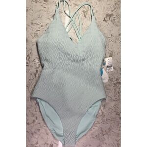 WET Swimwear Lisa Mint Green One-Piece Swimsuit Size L Tie Back Pastel Soft NWT